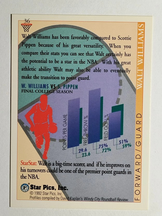 1992 Star Pics #36 Walt Williams SS