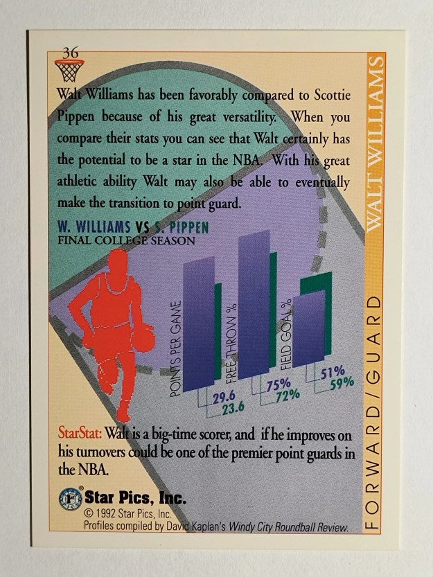 1992 Star Pics #36 Walt Williams SS