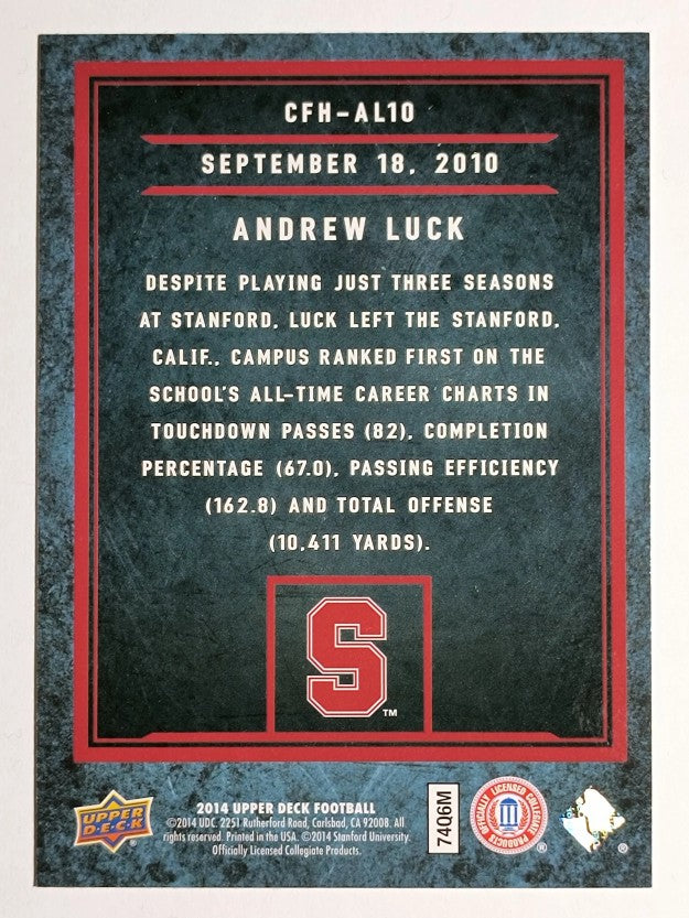2014 Upper Deck College Football Heroes Andrew Luck #CFHAL10 Andrew Luck
