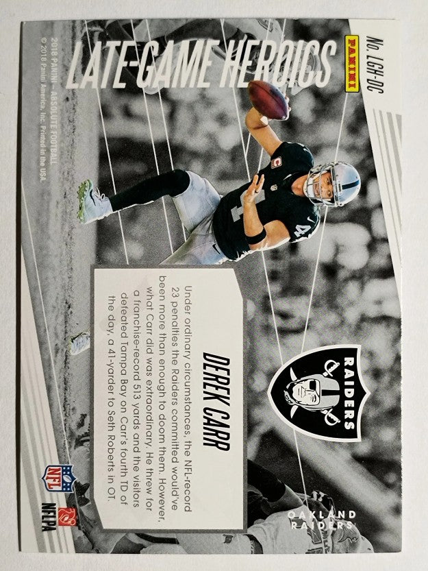 2018 Absolute Late Game Heroics #4 Derek Carr (NM)