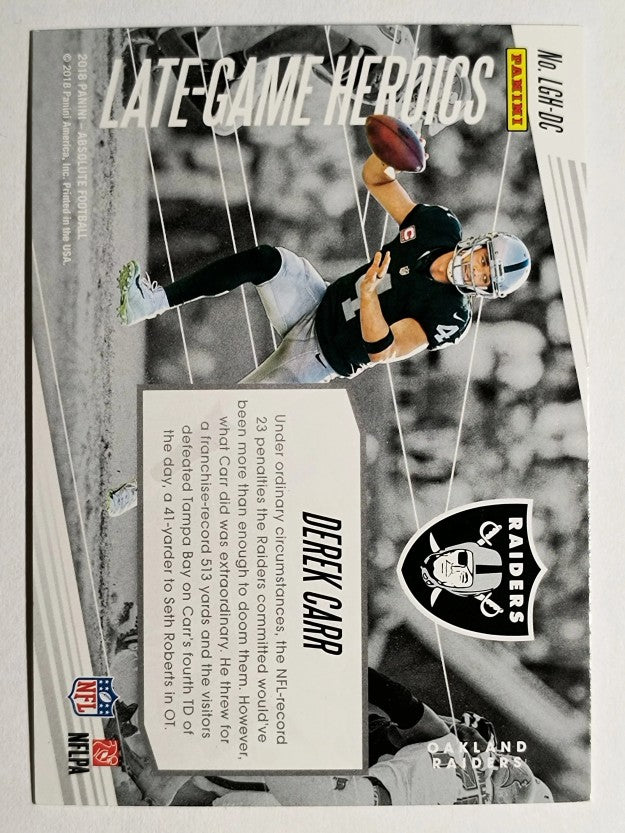 2018 Absolute Late Game Heroics #4 Derek Carr (NM)