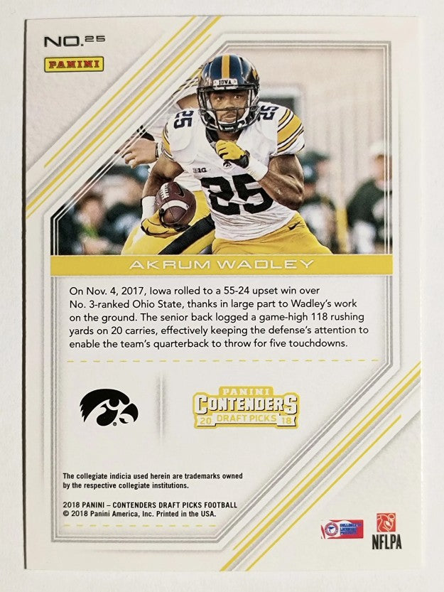 2018 Panini Contenders Draft Picks Game Day Tickets #25 Akrum Wadley