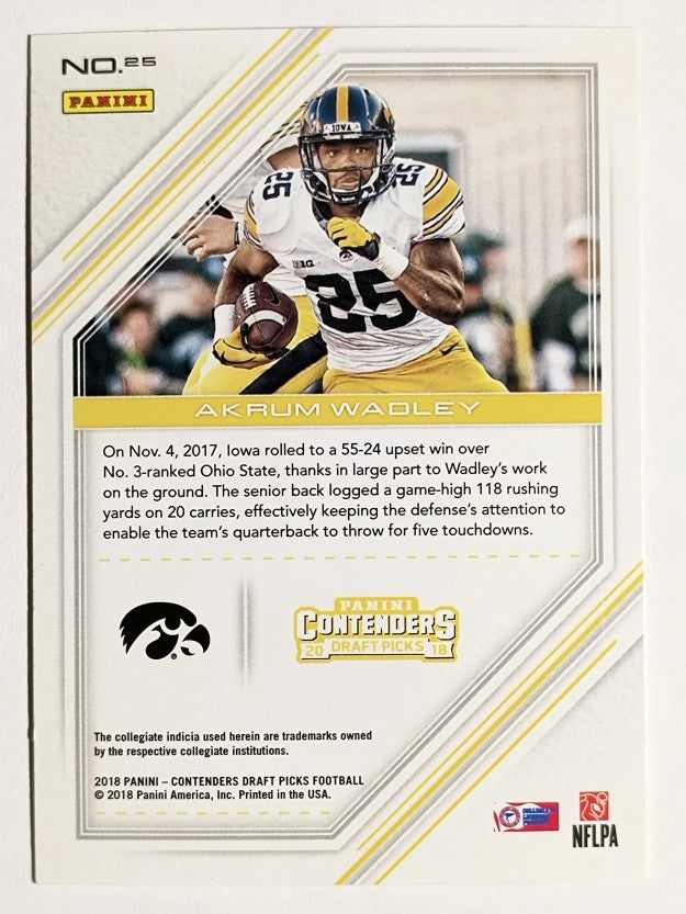 2018 Panini Contenders Draft Picks Game Day Tickets #25 Akrum Wadley