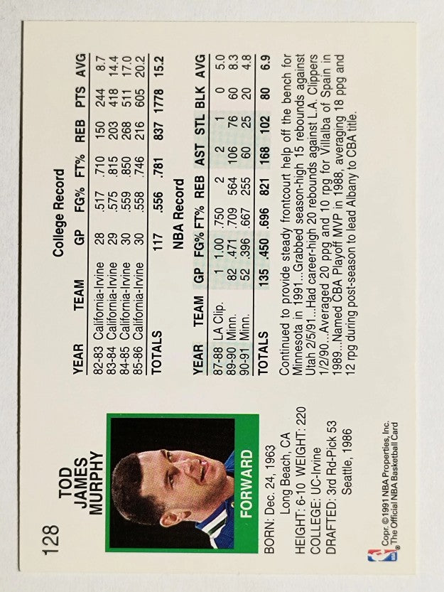 1991-92 Hoops #128 Tod Murphy
