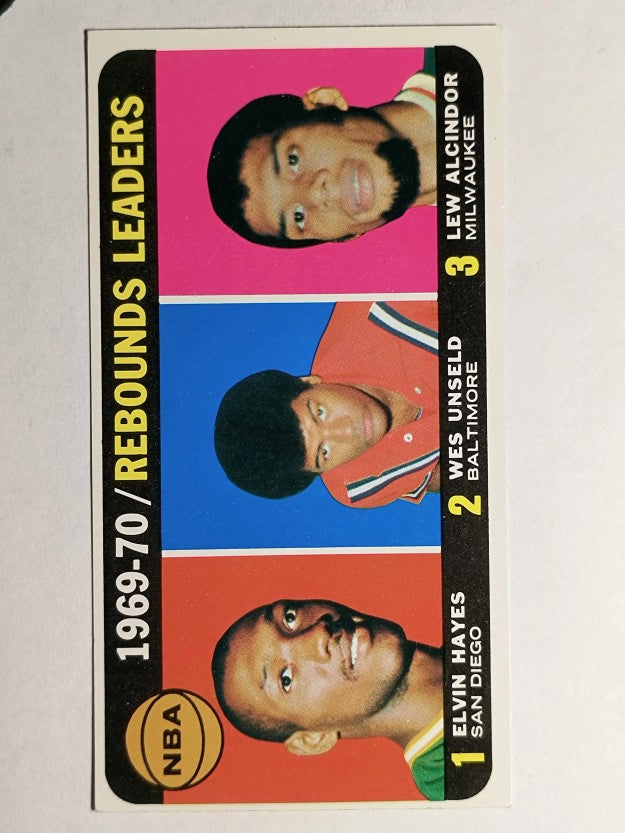 1970-71 Topps #5 Elvin Hayes/Wes Unseld/Lew Alcindor LL (EXMT)