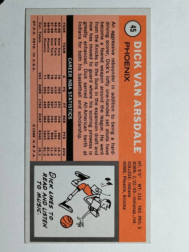1970-71 Topps #45 Dick Van Arsdale (EXMT)