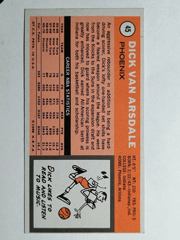 1970-71 Topps #45 Dick Van Arsdale (EXMT)