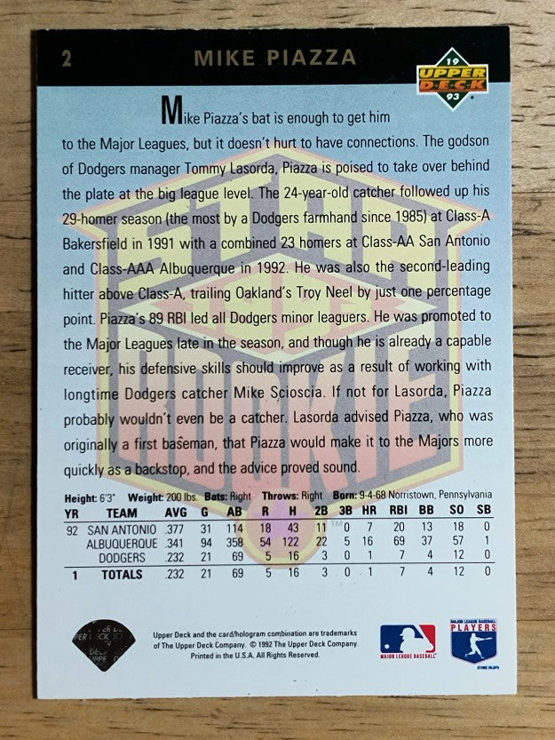 1993 Upper Deck #2 Mike Piazza