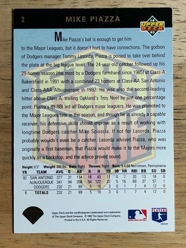 1993 Upper Deck #2 Mike Piazza