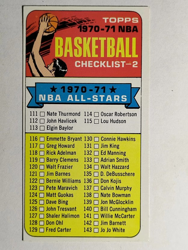 1970-71 Topps #101A Checklist 111-175/1970-71 in black (EXMT)