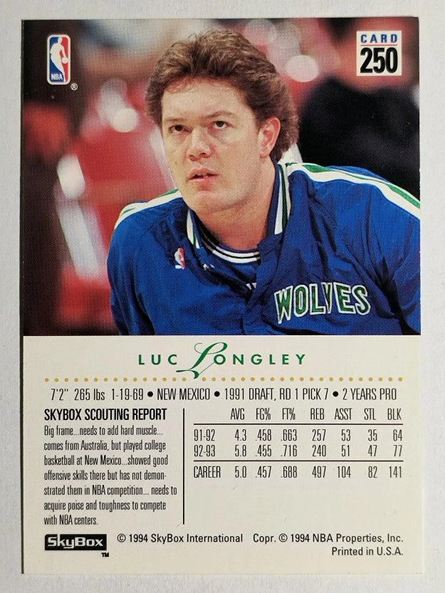 1993-94 SkyBox Premium #250 Luc Longley