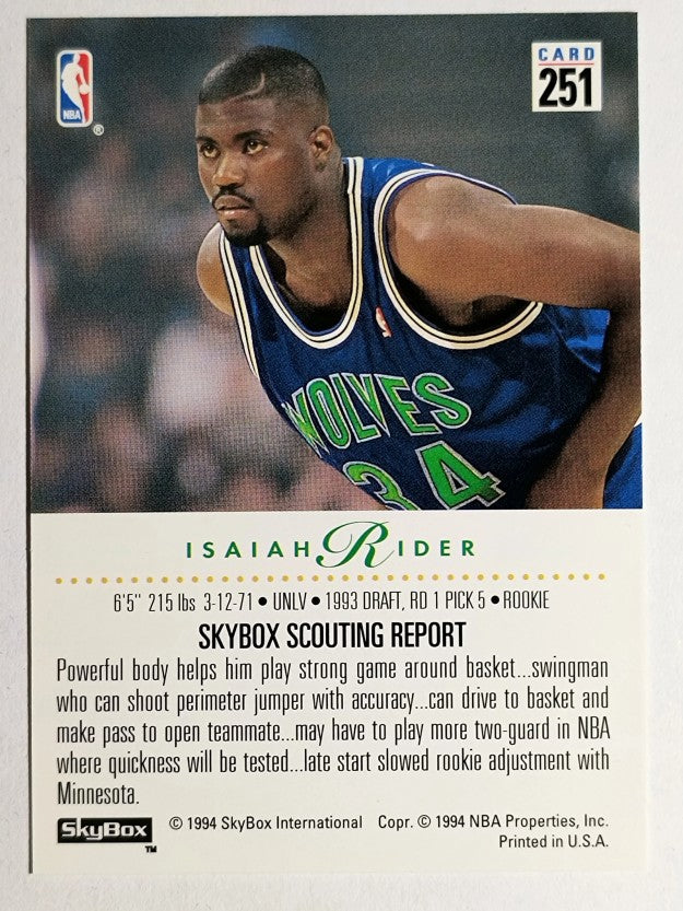 1993-94 SkyBox Premium #251 Isaiah Rider RC