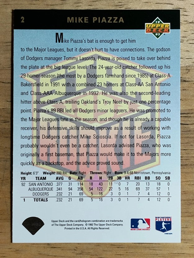 1993 Upper Deck #2 Mike Piazza