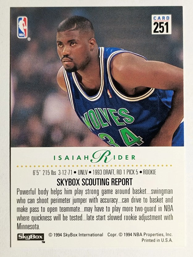 1993-94 SkyBox Premium #251 Isaiah Rider RC
