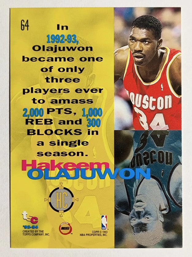 1993-94 Stadium Club #64 Hakeem Olajuwon HC