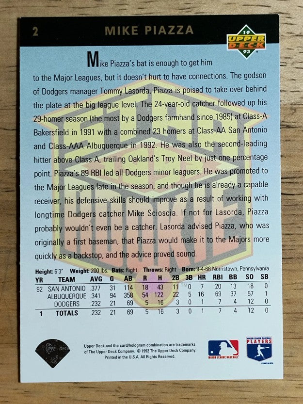 1993 Upper Deck #2 Mike Piazza