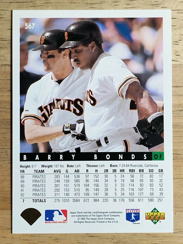 1993 Upper Deck #567 Barry Bonds