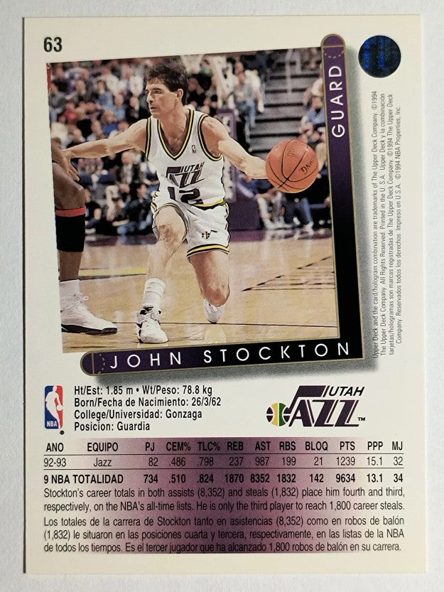 1993-94 Upper Deck International Spanish #63 John Stockton