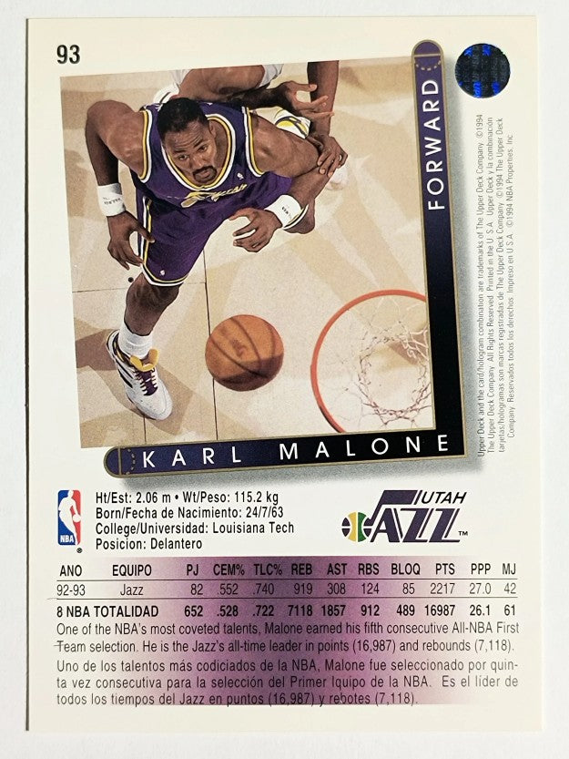 1993-94 Upper Deck International Spanish #93 Karl Malone