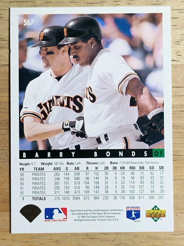 1993 Upper Deck #567 Barry Bonds