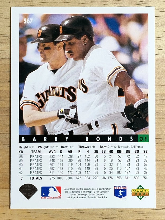 1993 Upper Deck #567 Barry Bonds