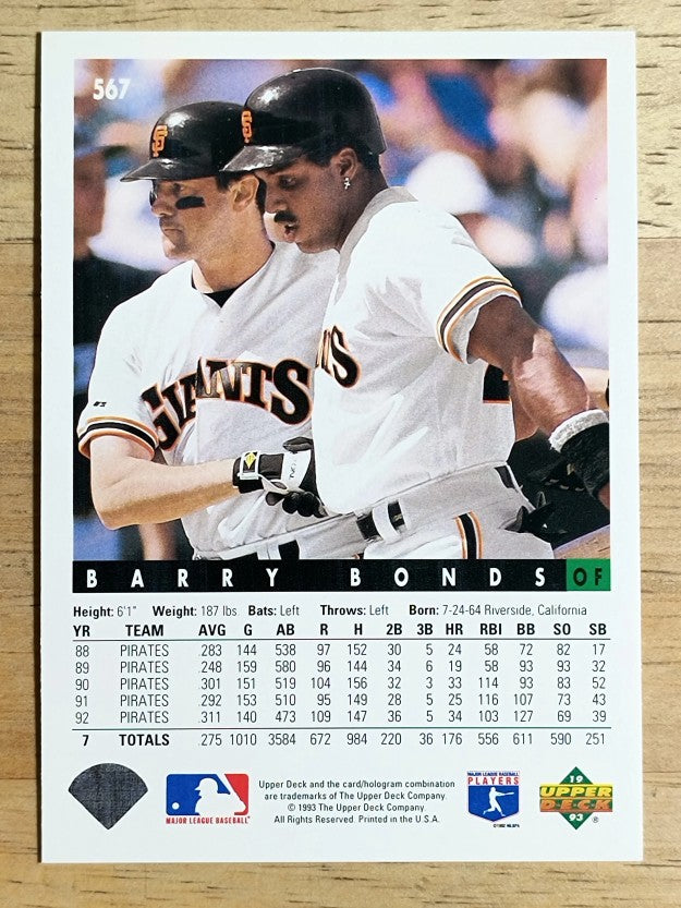 1993 Upper Deck #567 Barry Bonds