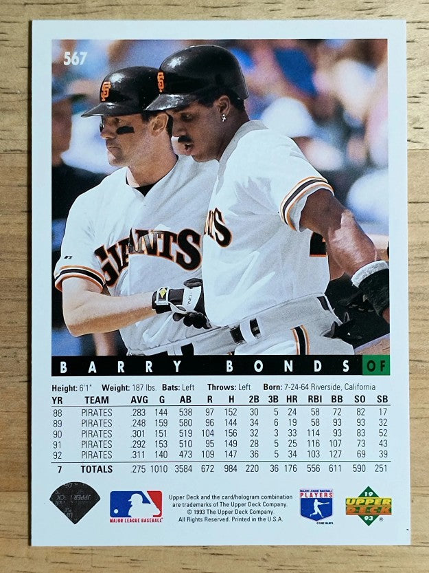 1993 Upper Deck #567 Barry Bonds
