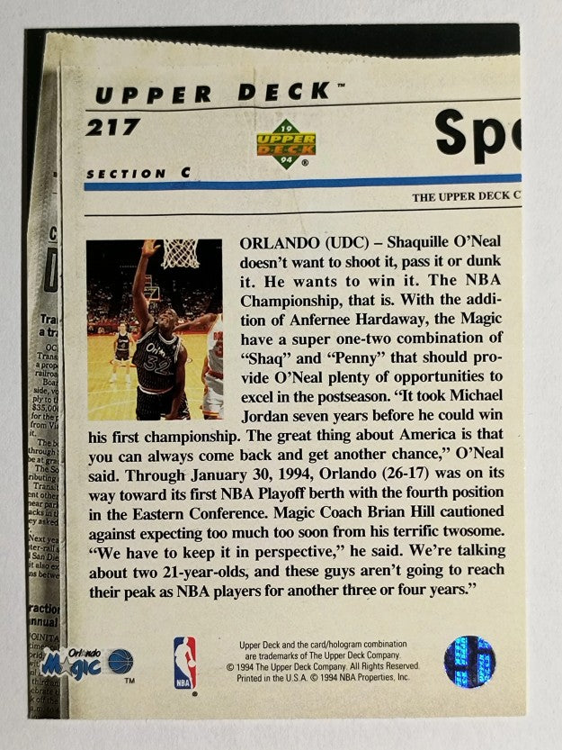 1993-94 Upper Deck SE #217 Anfernee Hardaway TH (NM)