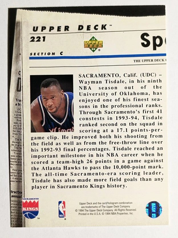 1993-94 Upper Deck SE #221 Wayman Tisdale TH