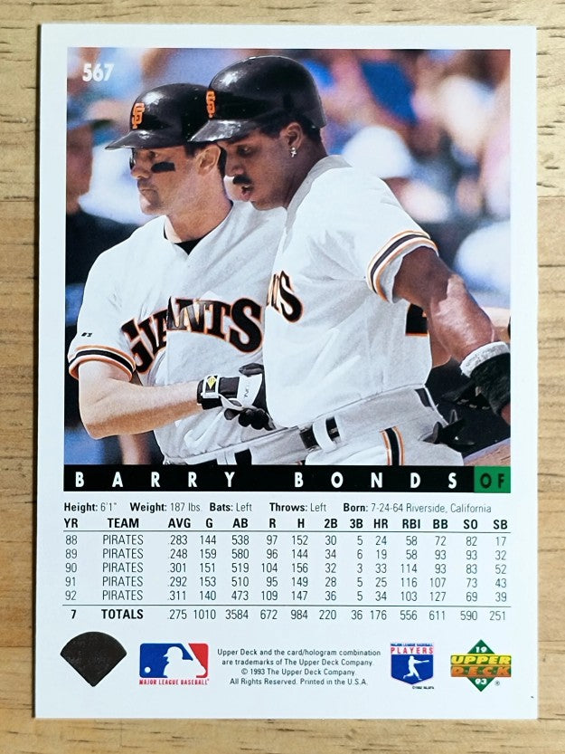 1993 Upper Deck #567 Barry Bonds