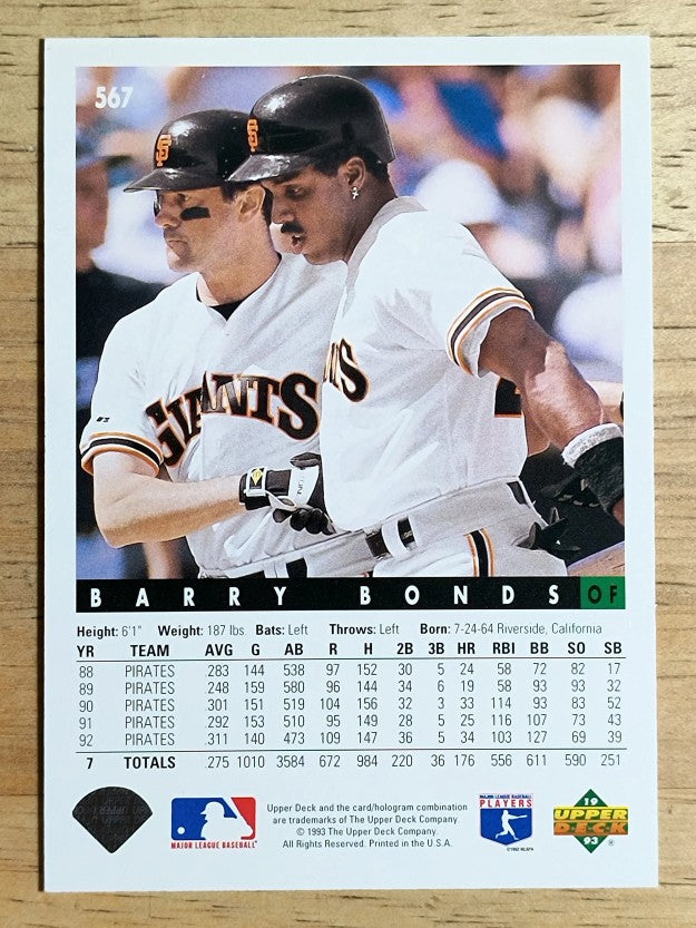 1993 Upper Deck #567 Barry Bonds