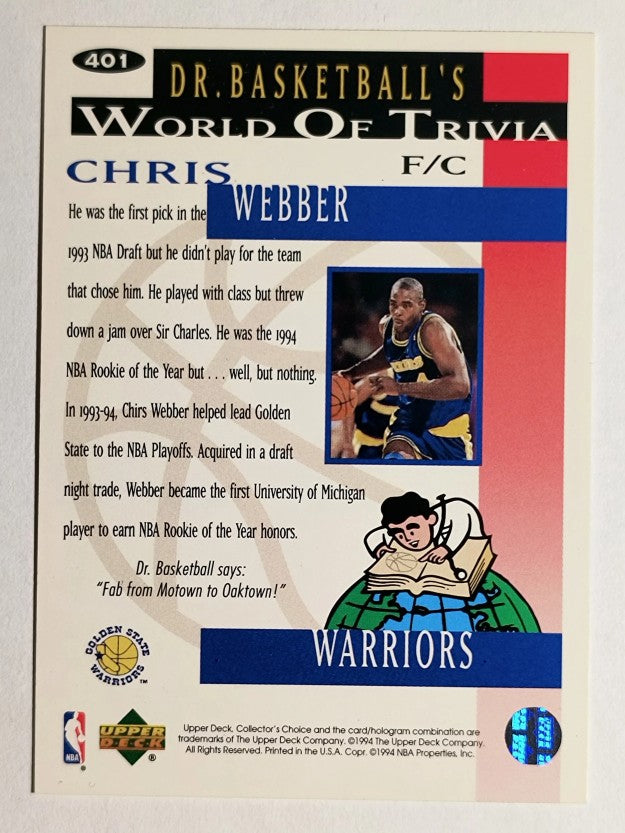 1994-95 Collector's Choice #401 Chris Webber TRIV