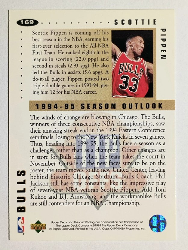 1994-95 Collector's Choice Silver Signature #169 Scottie Pippen TO