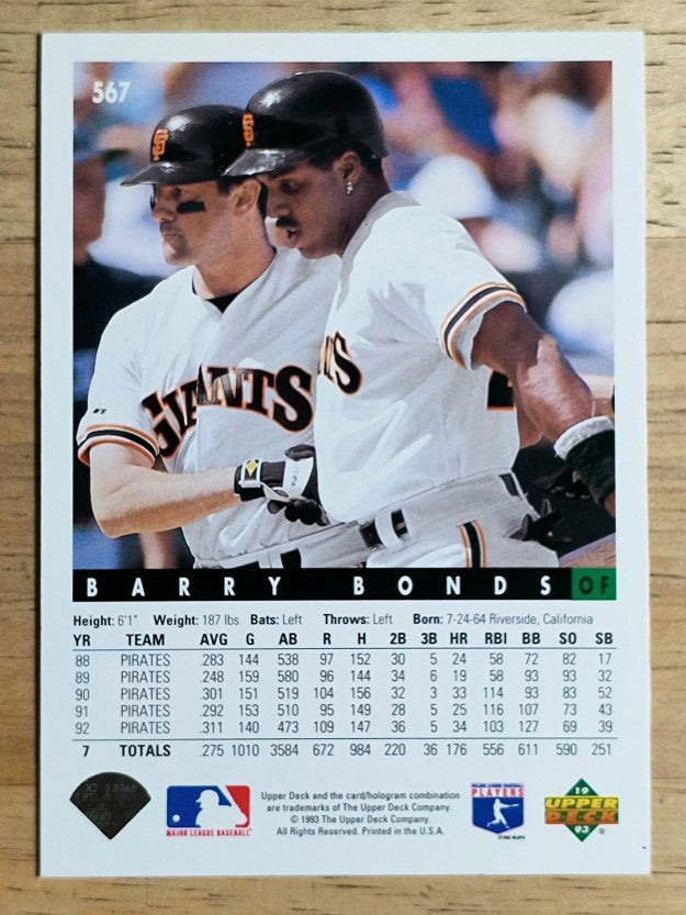 1993 Upper Deck #567 Barry Bonds