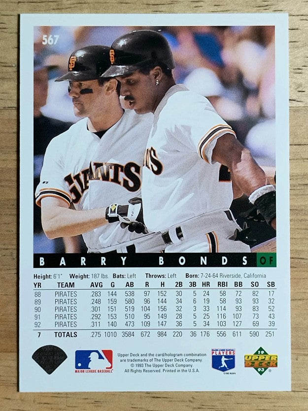 1993 Upper Deck #567 Barry Bonds