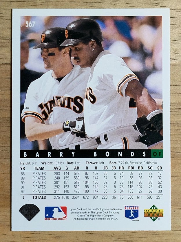 1993 Upper Deck #567 Barry Bonds