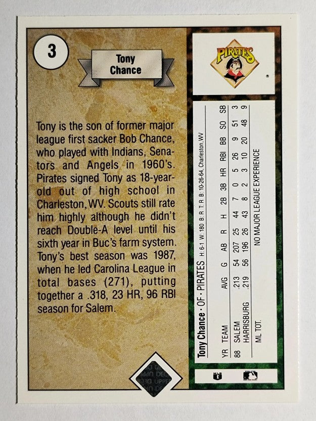 1989 Upper Deck #3 Tony Chance RC