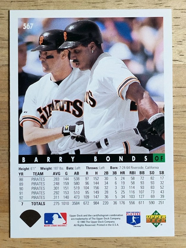 1993 Upper Deck #567 Barry Bonds