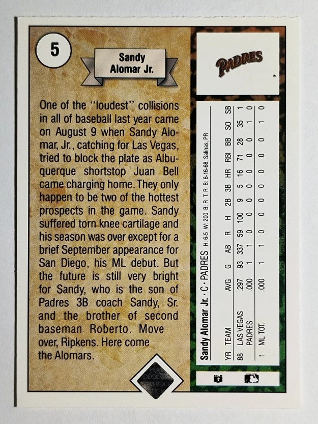 1989 Upper Deck #5 Sandy Alomar Jr. RC