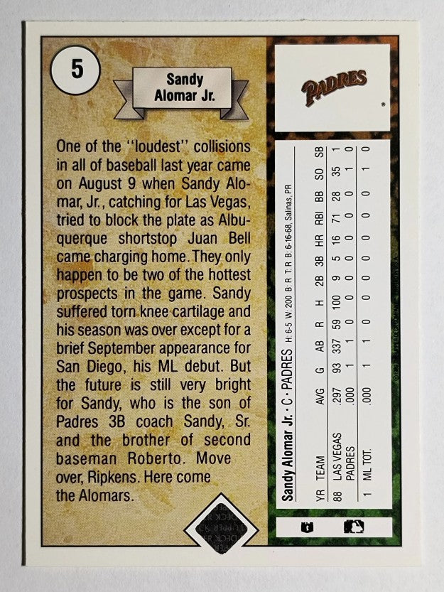 1989 Upper Deck #5 Sandy Alomar Jr. RC