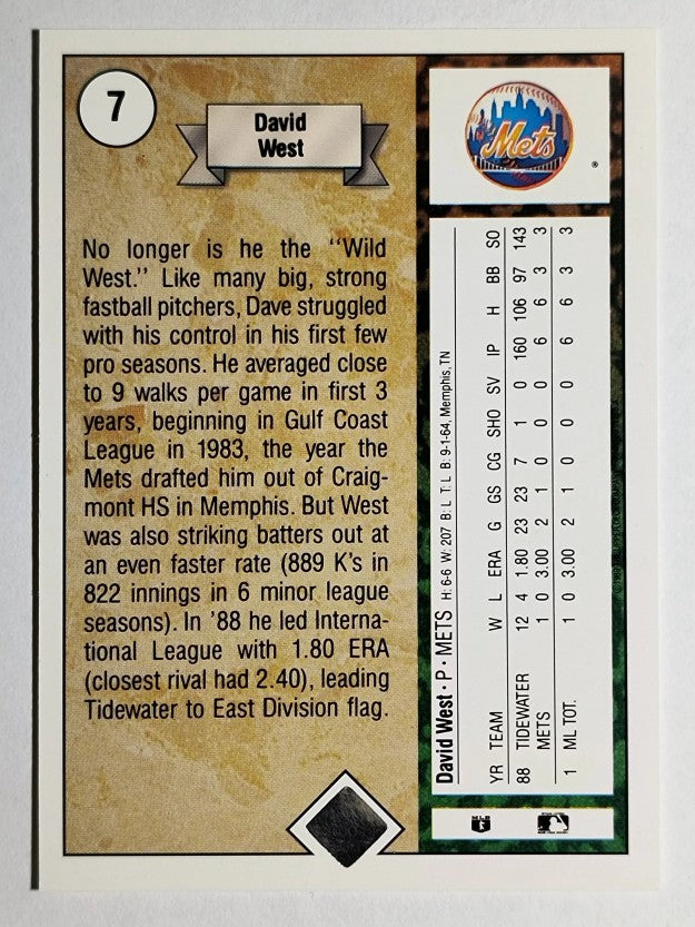 1989 Upper Deck #7 Dave West RC