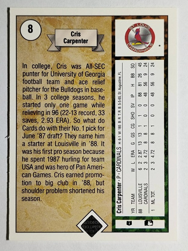 1989 Upper Deck #8 Cris Carpenter RC
