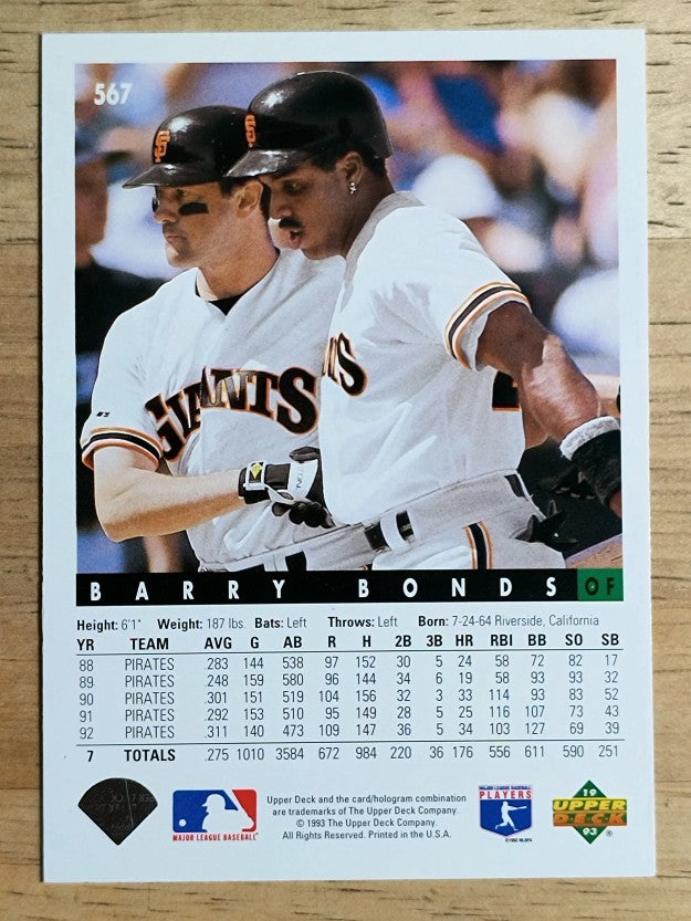 1993 Upper Deck #567 Barry Bonds