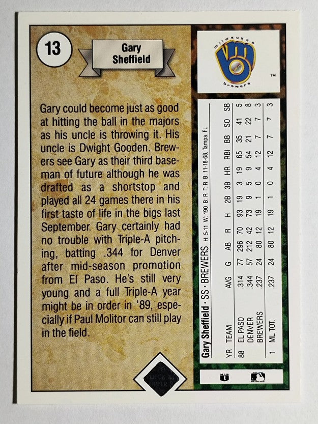 1989 Upper Deck #13 Gary Sheffield COR RC (EXMT)