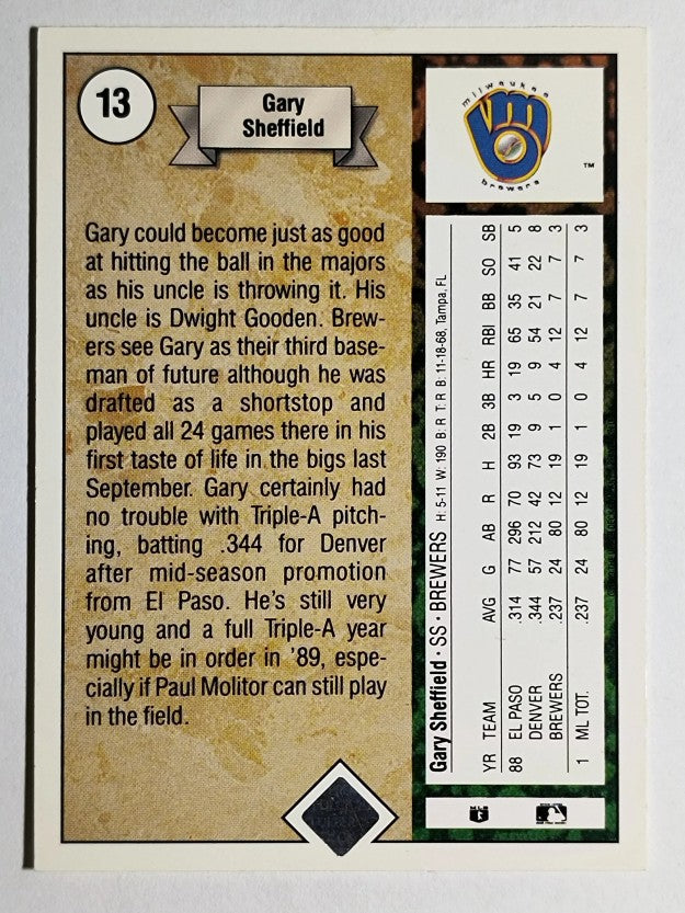 1989 Upper Deck #13 Gary Sheffield COR RC (EX)