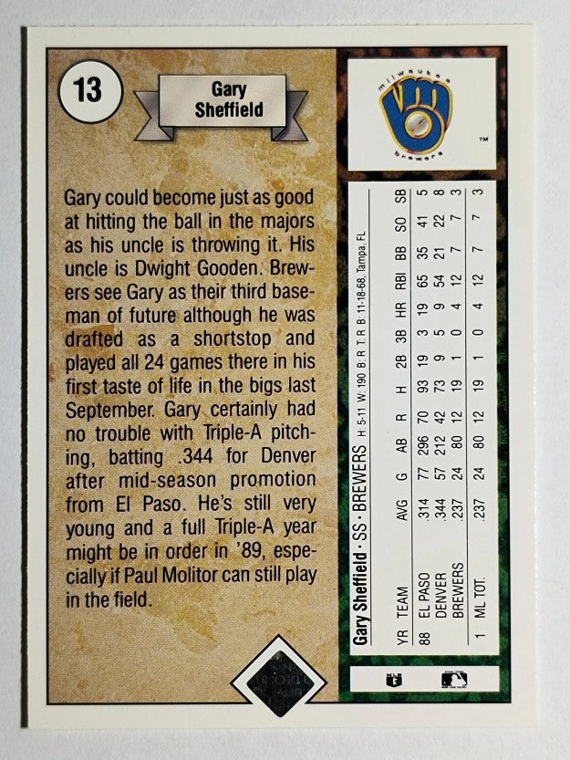1989 Upper Deck #13 Gary Sheffield COR RC