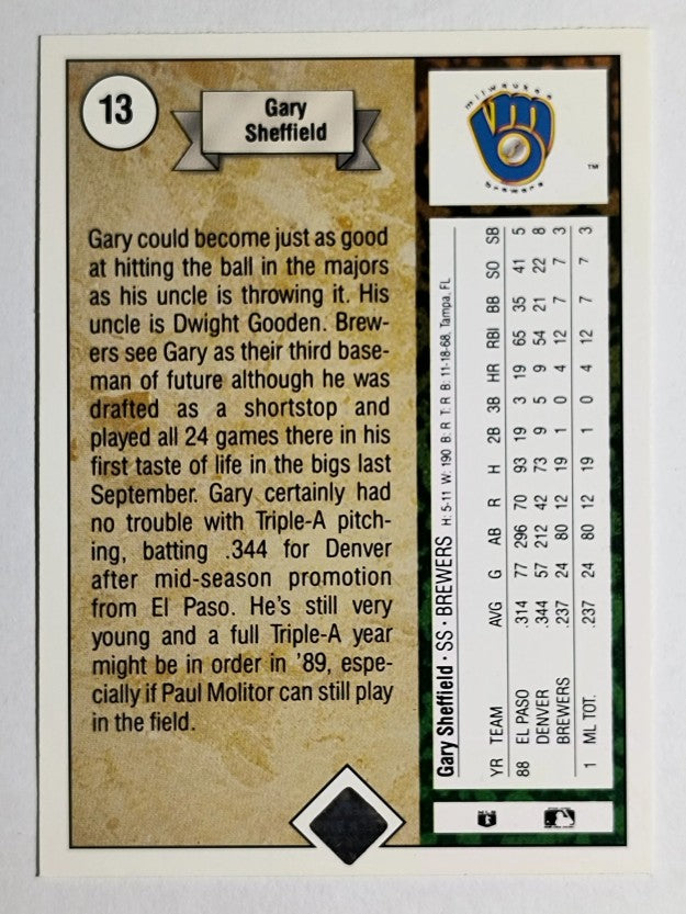 1989 Upper Deck #13 Gary Sheffield COR RC