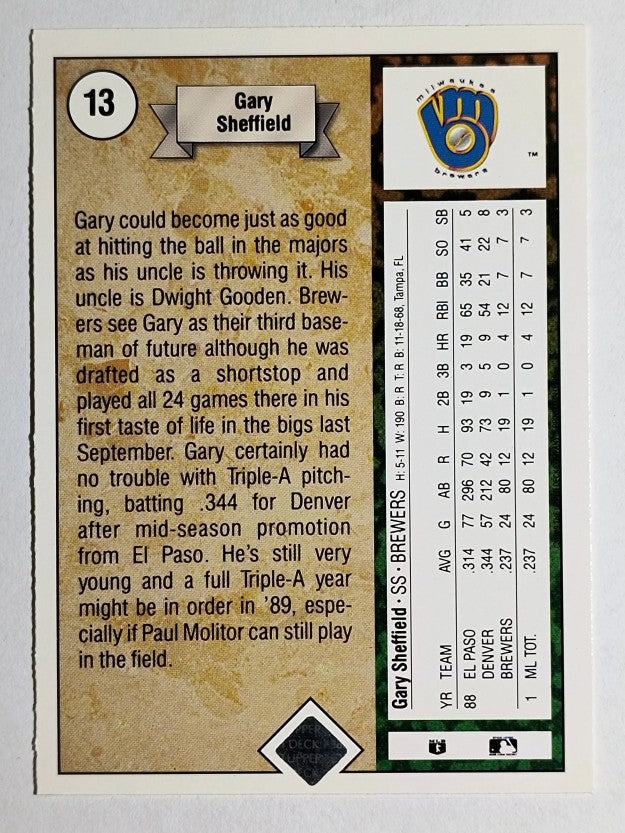 1989 Upper Deck #13 Gary Sheffield COR RC