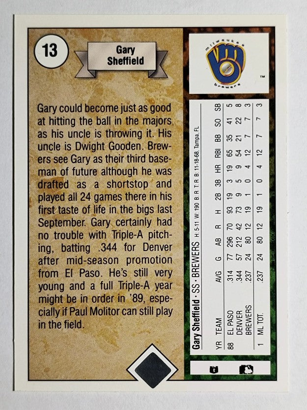 1989 Upper Deck #13 Gary Sheffield COR RC (EX)
