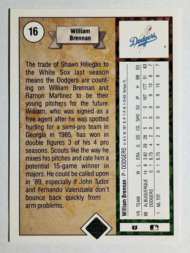 1989 Upper Deck #16 William Brennan RC